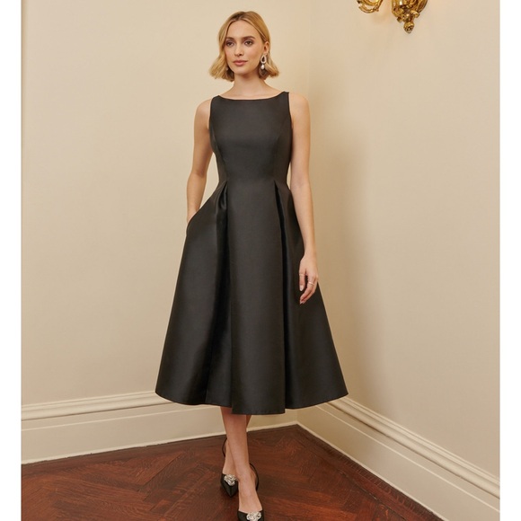 (NWT) Adrianna Papell Black Sleeveless Tea-Length Fit & Flare Dress – Size 12 - Picture 8 of 9